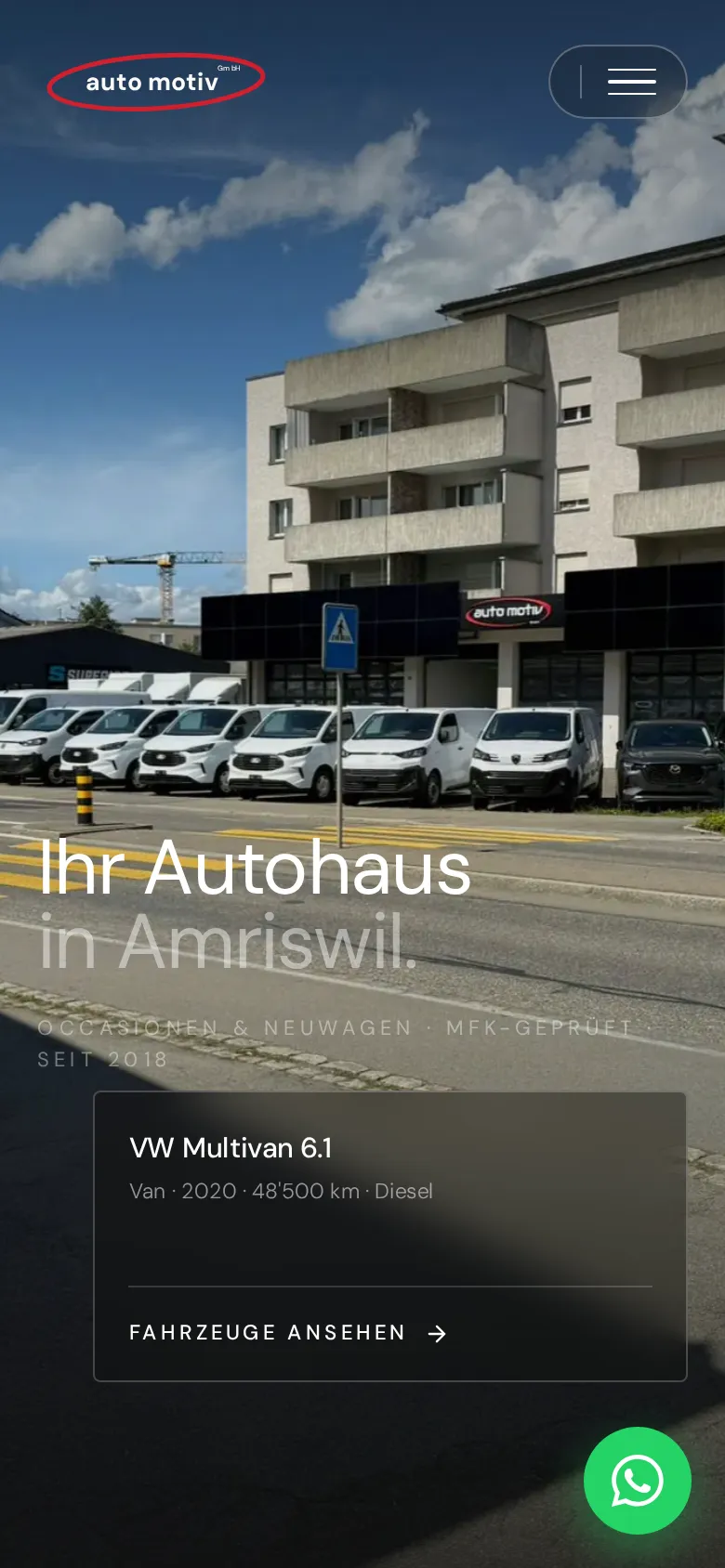 Startseite von auto-motiv.ch am Smartphone