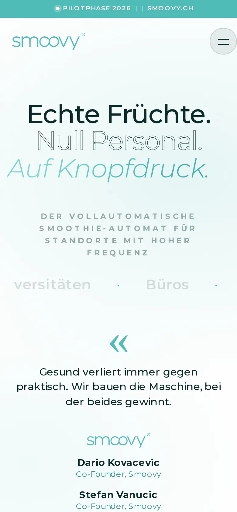 Startseite von smoovy.ch am Smartphone
